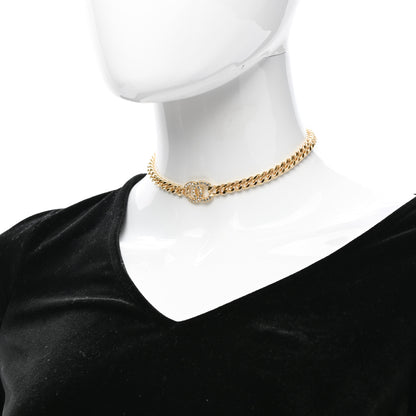 Chanel Crystal Chain Link CC Choker Necklace Gold 2 of 6