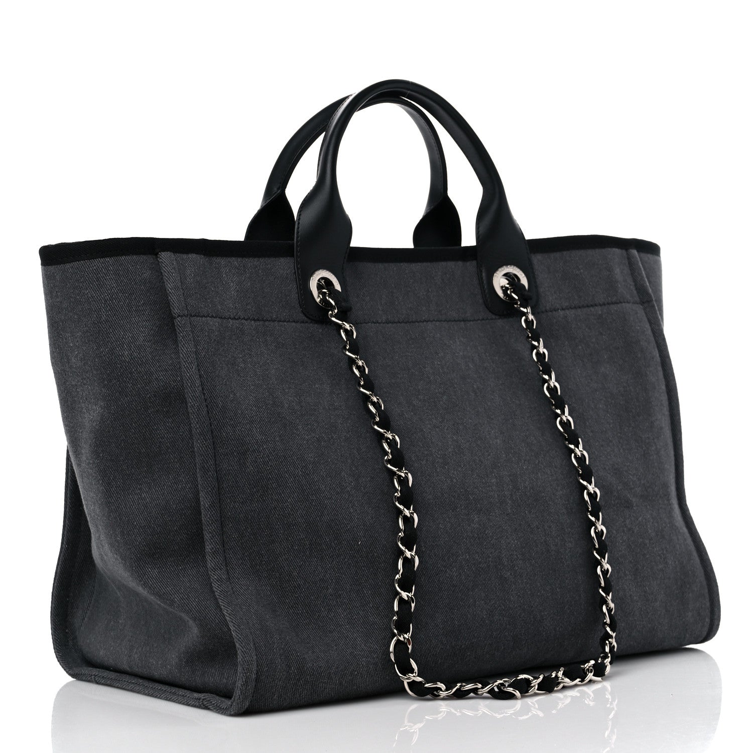 Chanel Canvas Sequin Medium Deauville Tote Charcoal 3 of 9