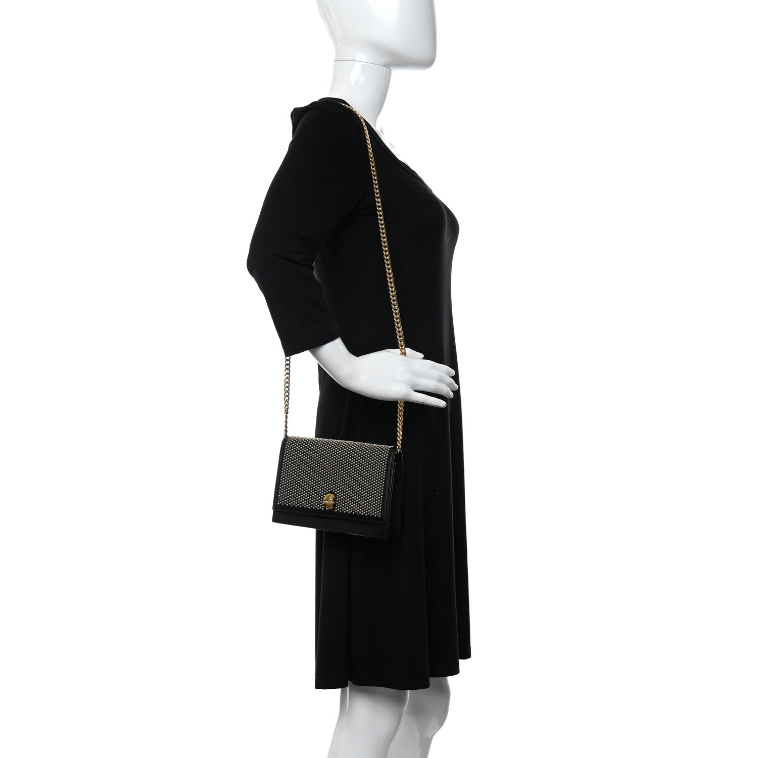 Alexander McQueen Calfskin Studded Skull Small Crossbody Bag Black 2 of 8