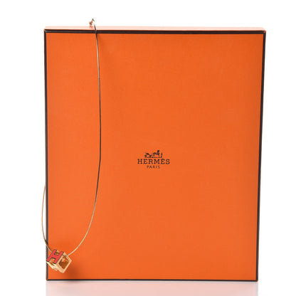Hermes Gold Lacquered Cage d'H Pendant Necklace Orange Fonce 5 of 5