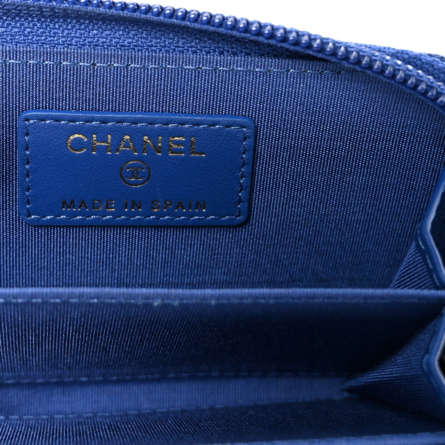 Chanel Caviar Quilted Boy Zip Around Coin Purse Wallet Blue 6 of 8