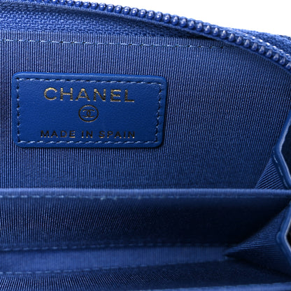 Chanel Caviar Quilted Boy Zip Around Coin Purse Wallet Blue 6 of 8