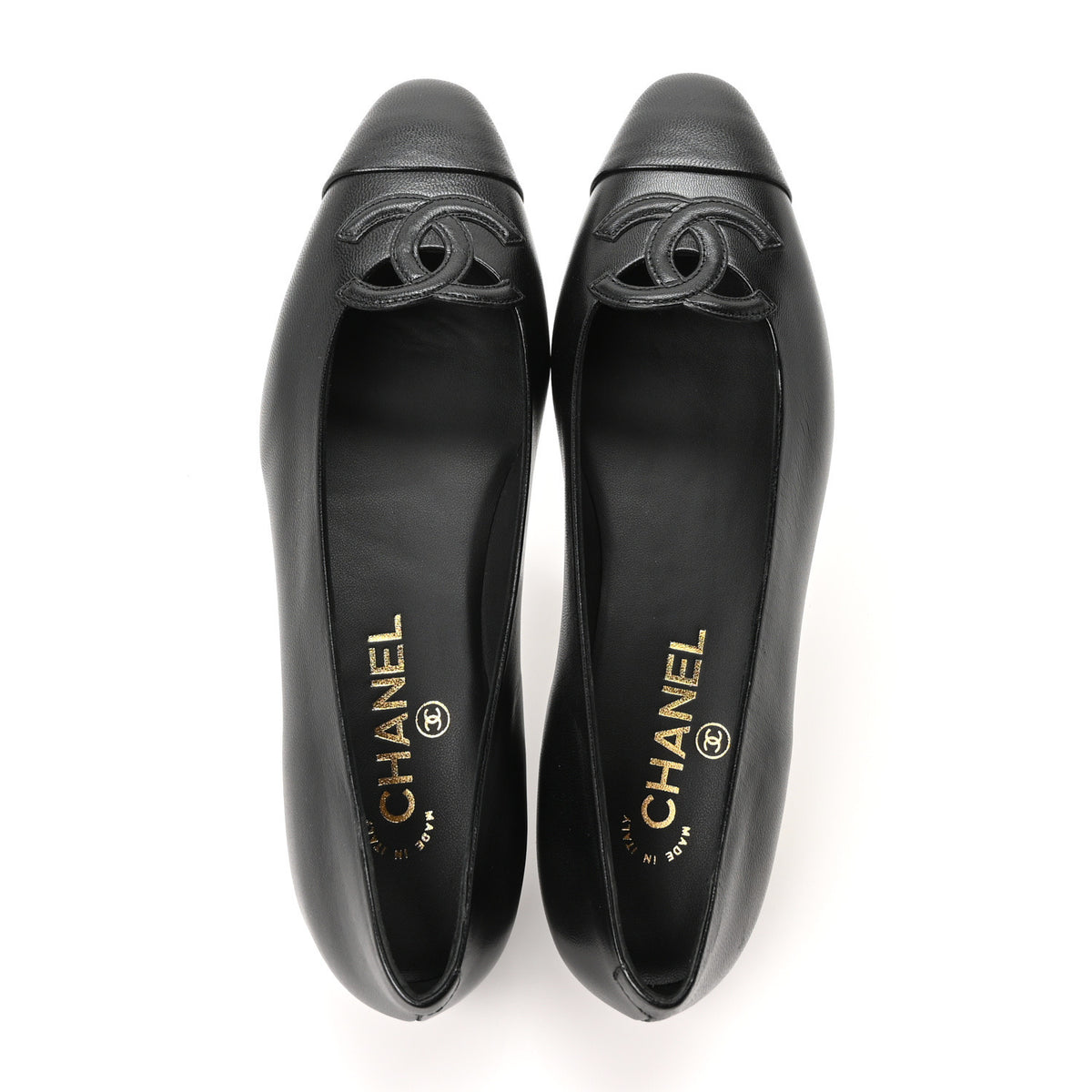Goatskin CC Ballet Flats 38 Black