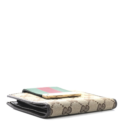 Gucci Monogram Ladies Web French Flap Wallet Dark Brown 5 of 8