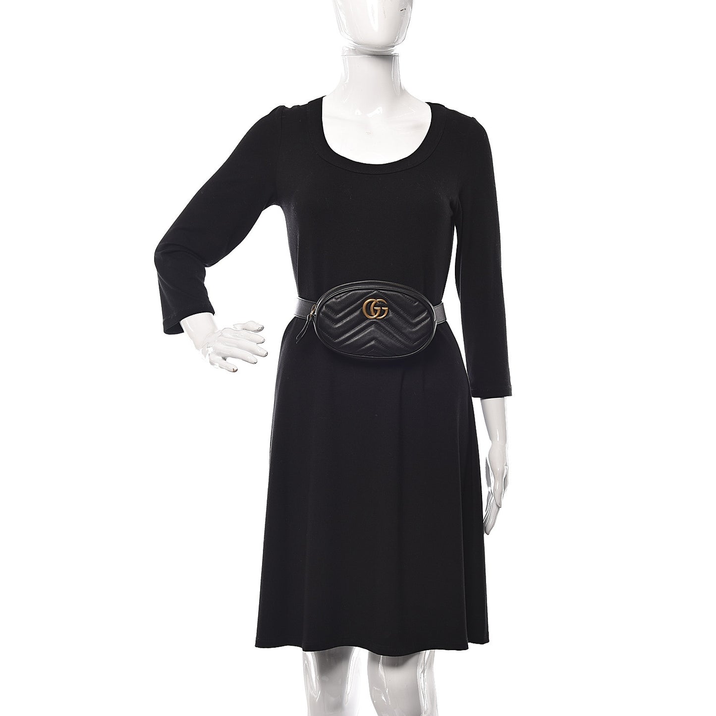 Calfskin Matelasse GG Marmont Belt Bag 85 34 Black