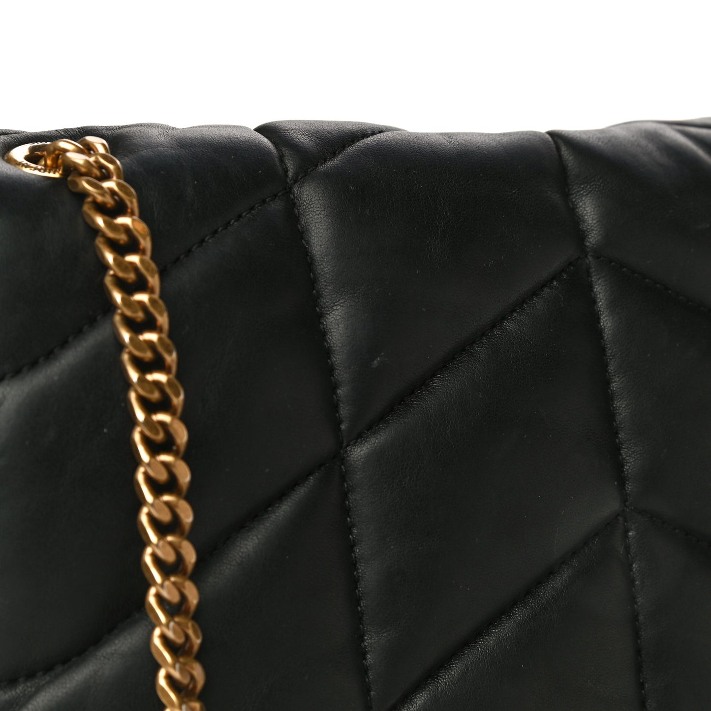 Lambskin Quilted Toy Loulou Puffer Monogram Chain Satchel Black