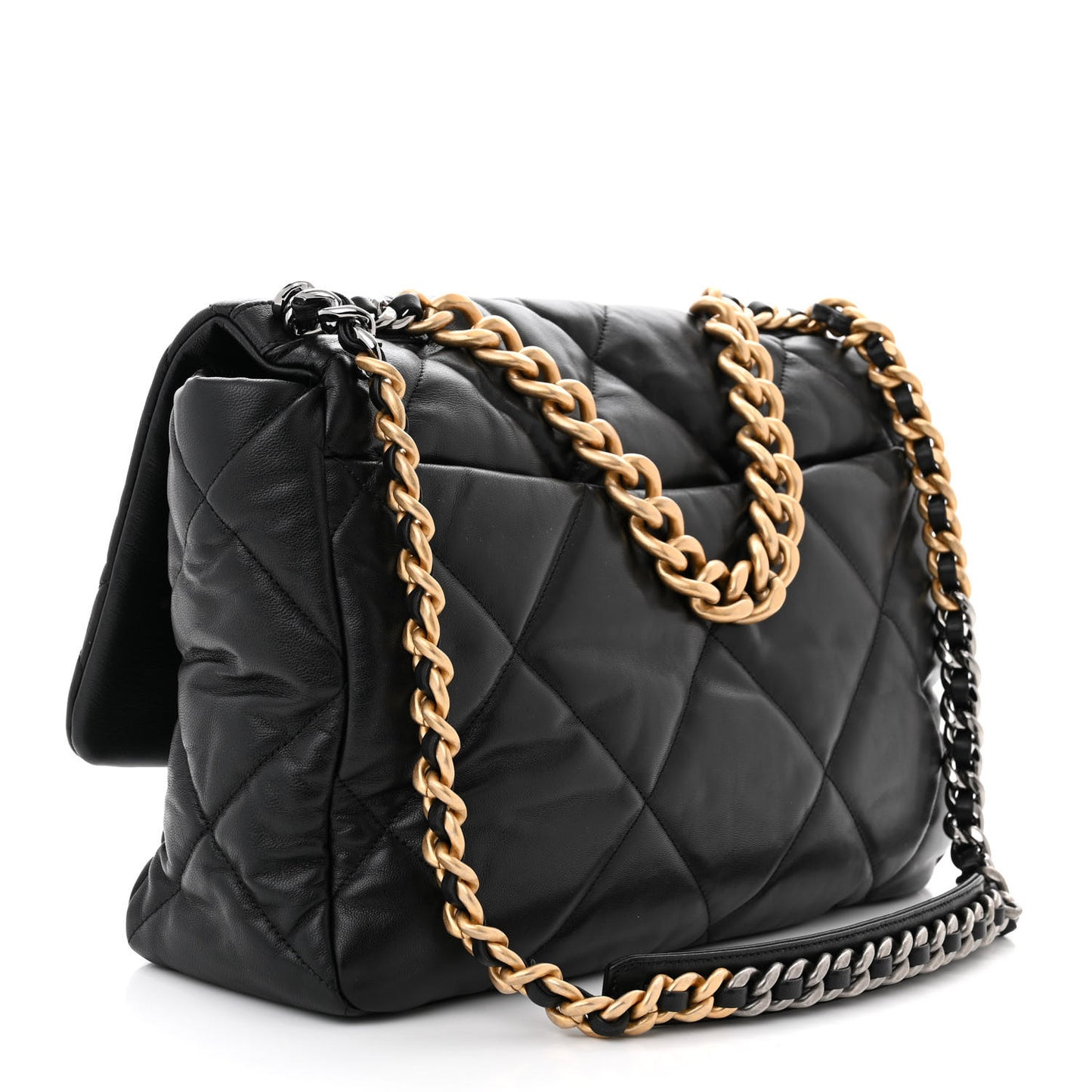 Goatskin Quilted Maxi Chanel 19 Flap Black