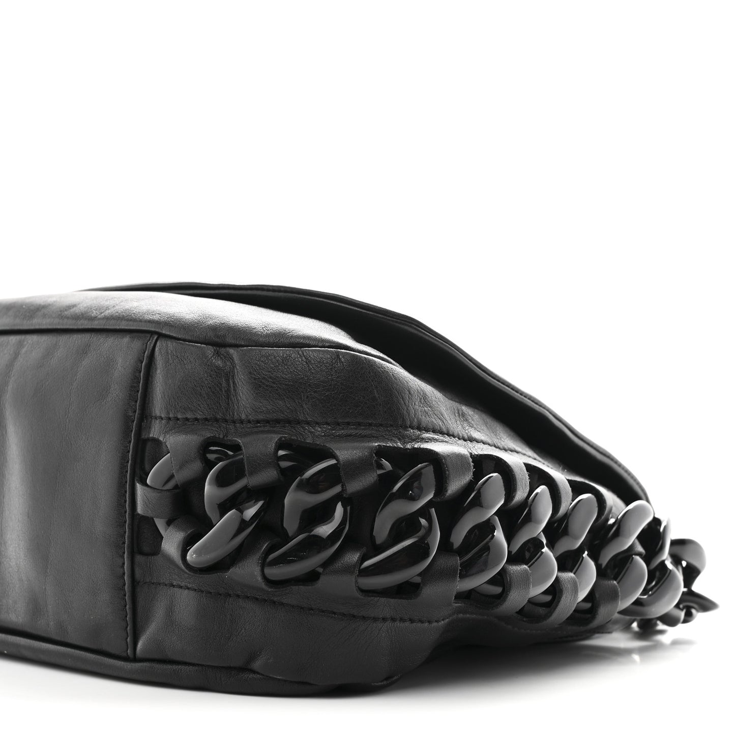Calfskin Modern Chain Rhodoid Flap Black