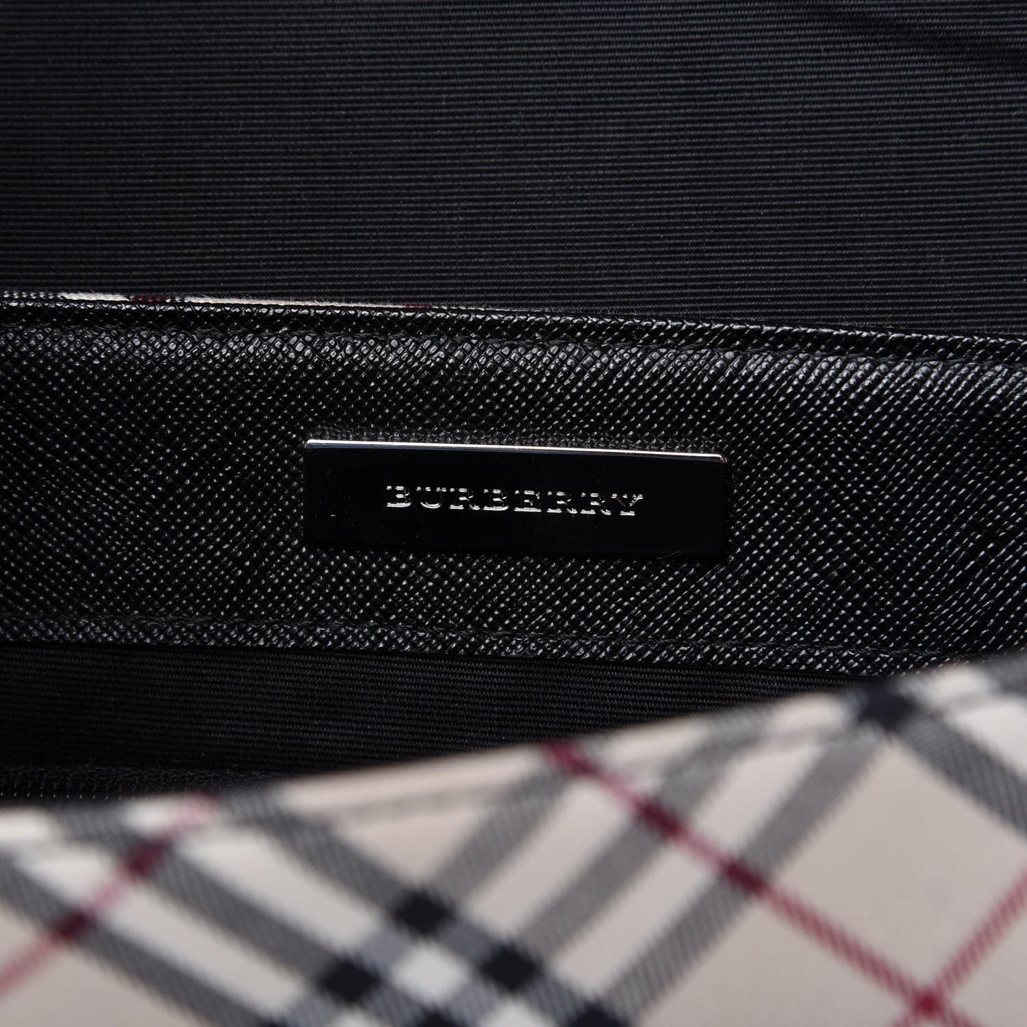 Burberry Calfskin Nova Check Shoulder Bag Black 8 of 9