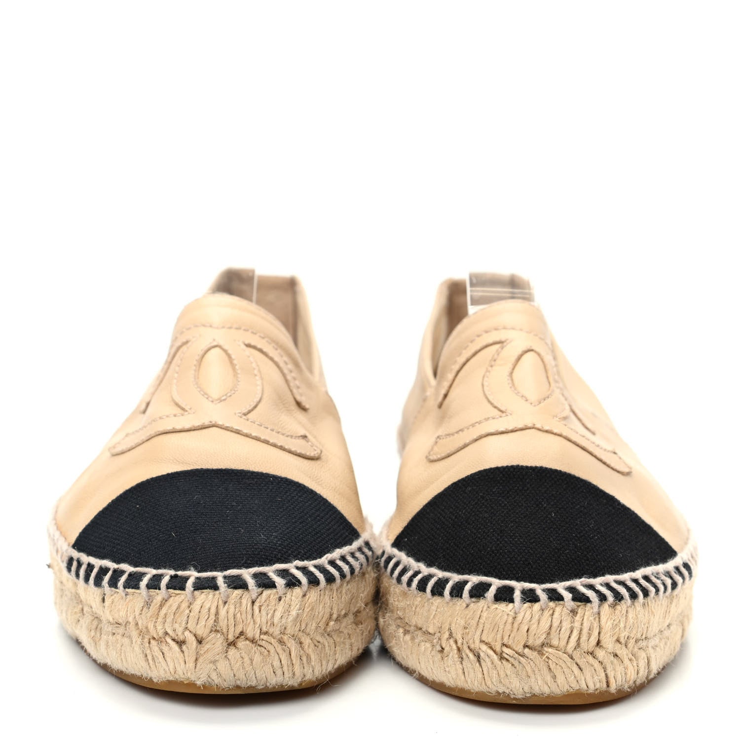 Chanel Lambskin CC Espadrilles 38 Beige Black 2 of 12