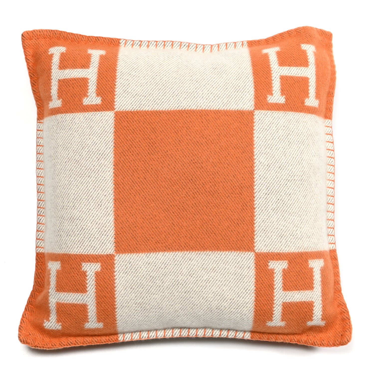 Hermes Wool Cashmere Avalon Pillow PM Ecru Potiron 1 of 3