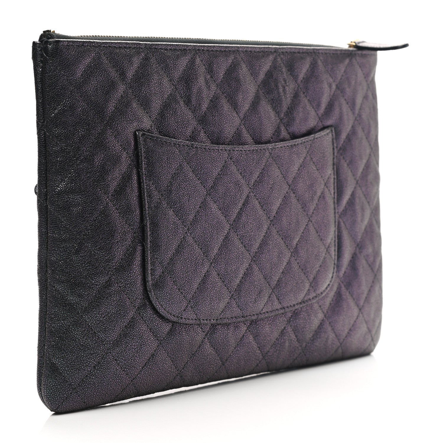 Chanel Iridescent Caviar Medium Night by the C Pouch Clutch Black 3 of 7
