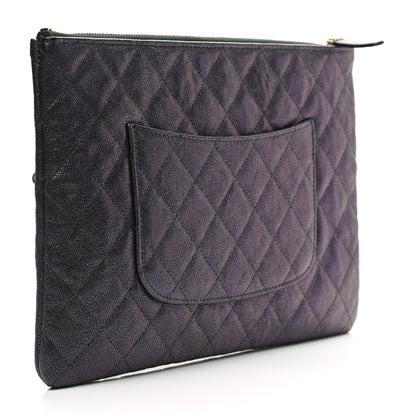 Chanel Iridescent Caviar Medium Night by the C Pouch Clutch Black 3 of 7