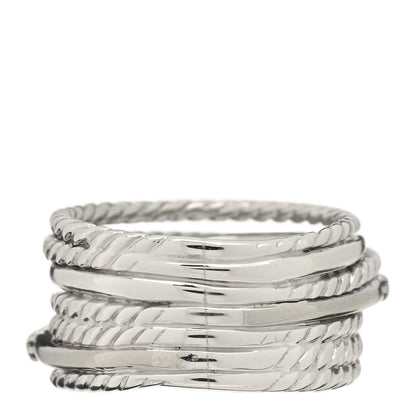 David Yurman Sterling Silver 14K White Gold Diamond Wide Crossover Cable Ring 51 5.75 2 of 3