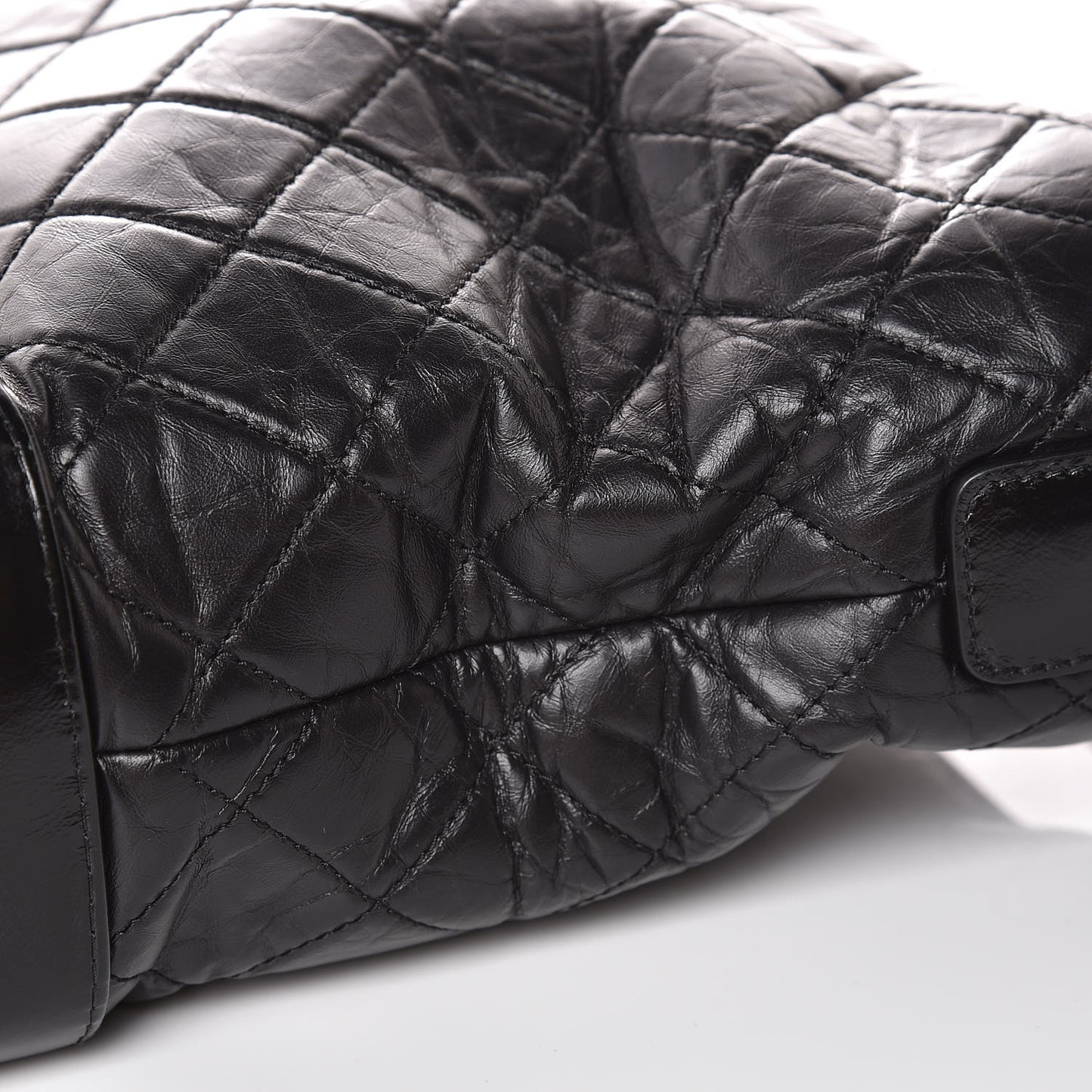 Aged Calfskin Quilted Large Gabrielle Hobo Black