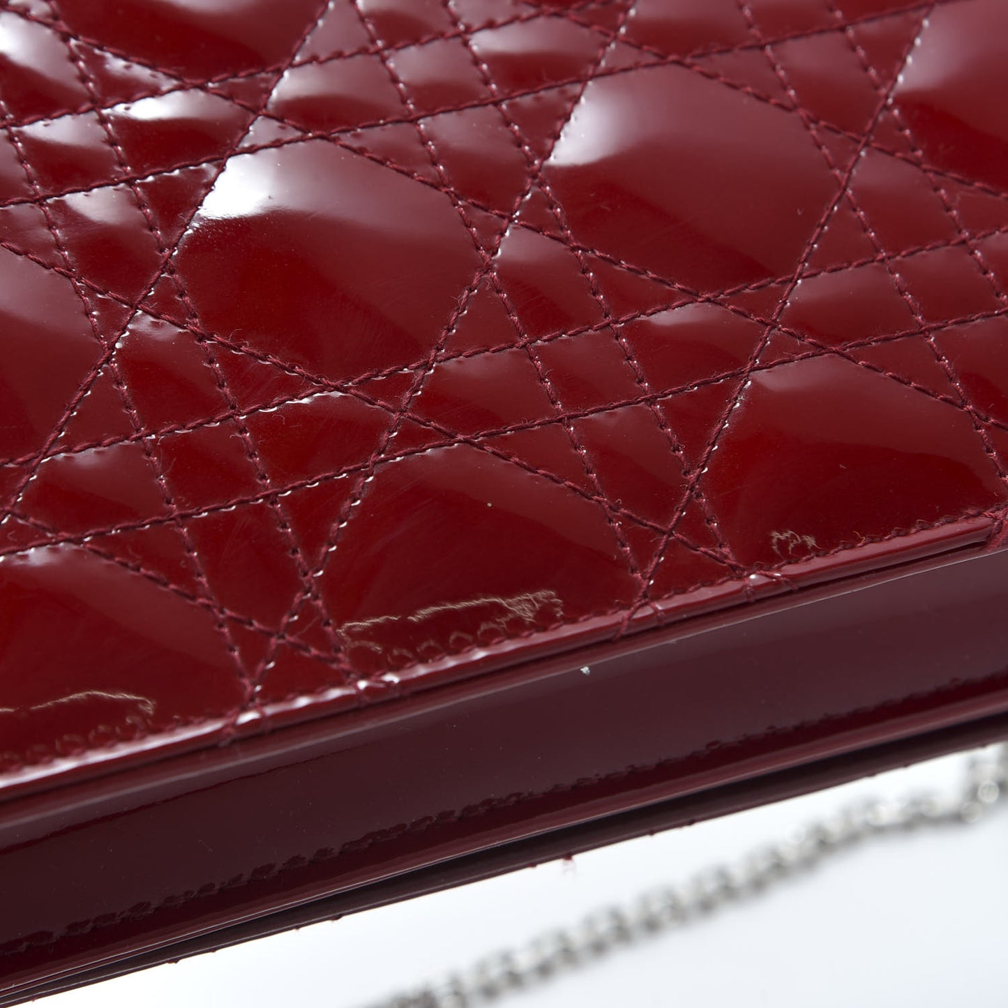 Patent Cannage Lady Dior Clutch Red