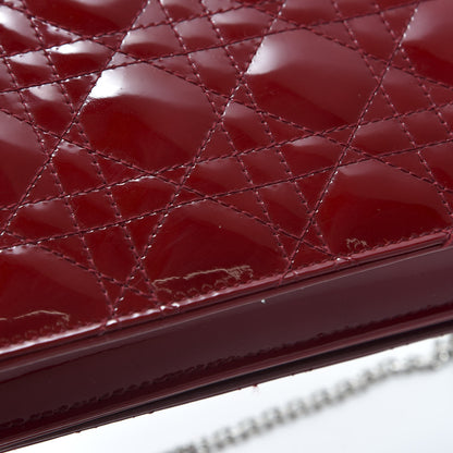 Christian Dior Patent Cannage Lady Dior Clutch Red 9 of 13