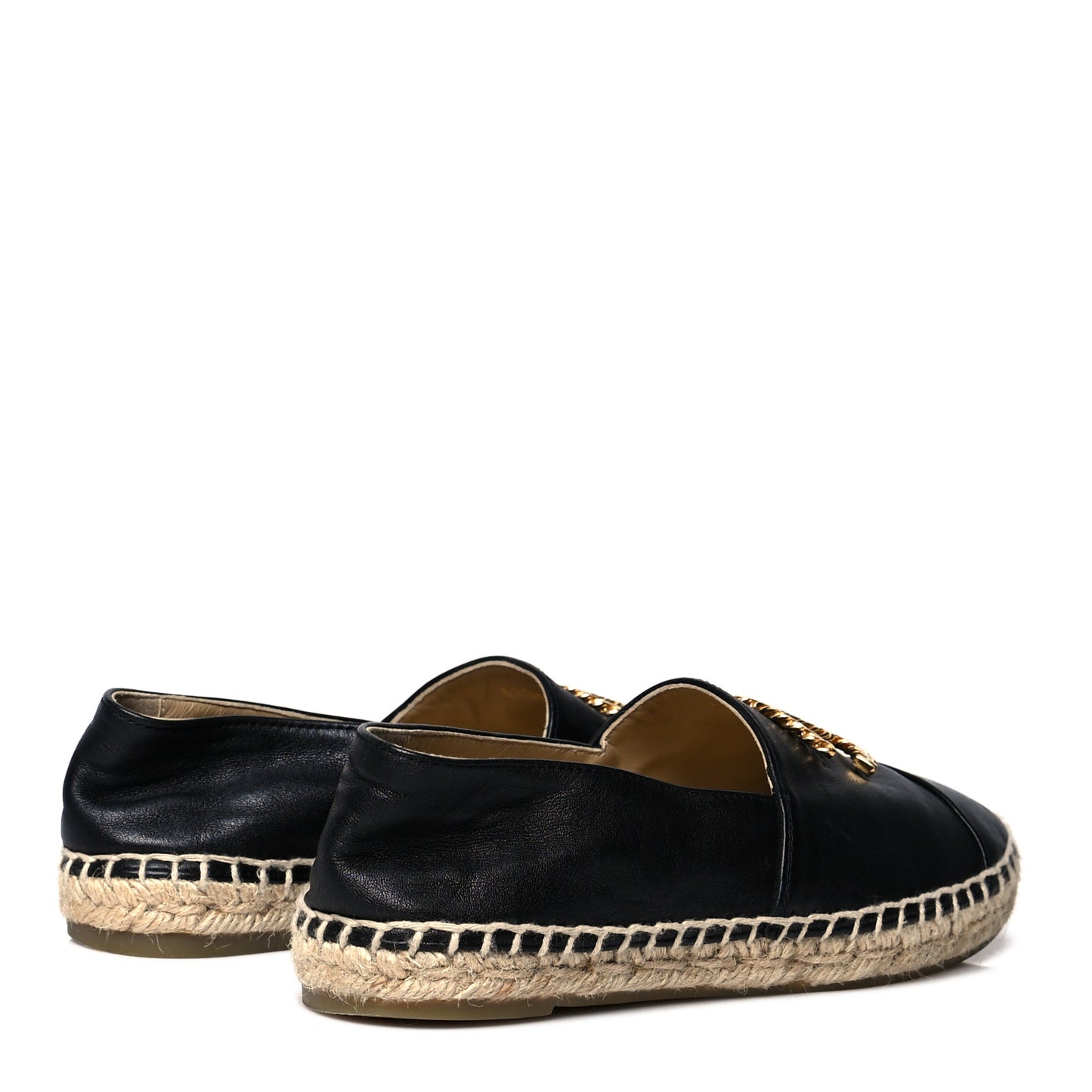Calfskin Chain CC Espadrilles 36 Black