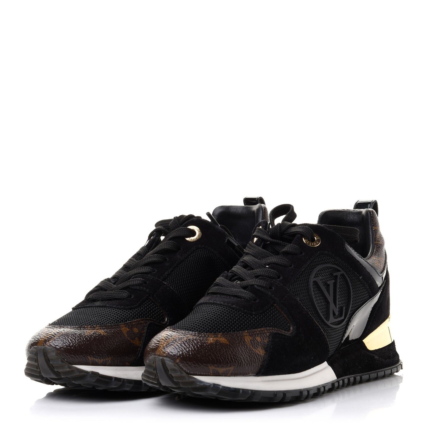 Suede Monogram Run Away Sneakers 35 Black