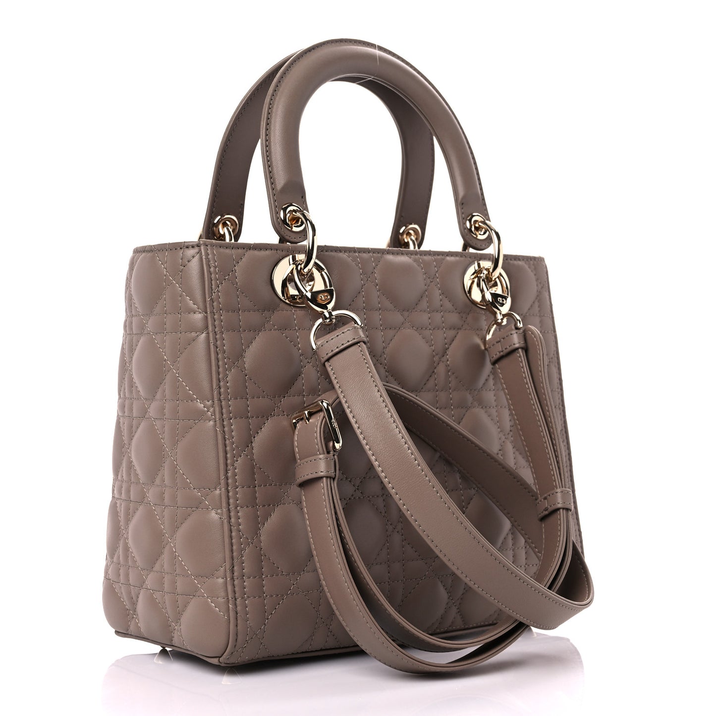 Lambskin Cannage Medium Lady Dior Warm Taupe