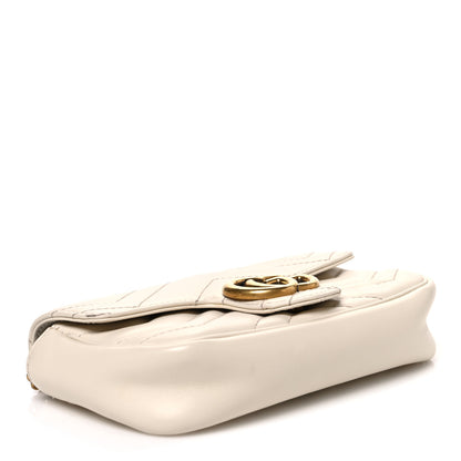 Gucci Calfskin Matelasse Super Mini GG Marmont Shoulder Bag White 4 of 10