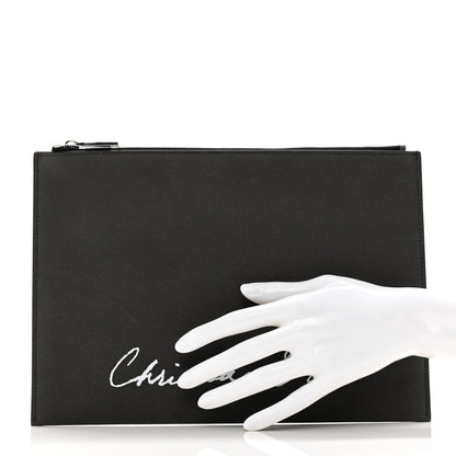 Christian Dior Calfskin 1947 Lily of The Valley Pouch Grey 2 of 7