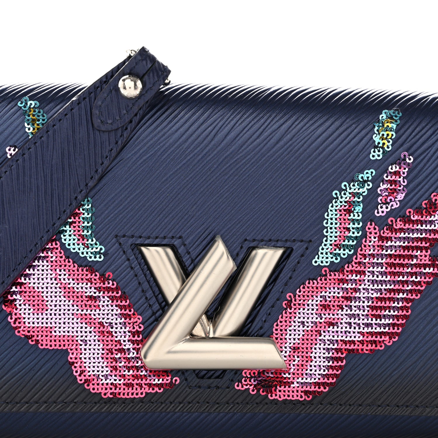 Louis Vuitton Epi Sequins Flame Twist Chain Wallet Blue Nuit 7 of 9