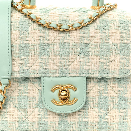 Chanel Tweed Handle Crush Top Handle Flap Bag Light Blue Ecru 8 of 10