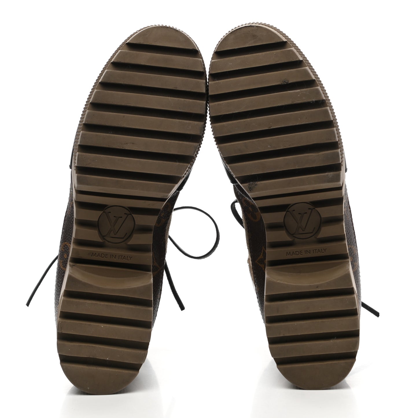 Suede Calfskin Monogram Laureate Platform Desert Boots 38 Taupe