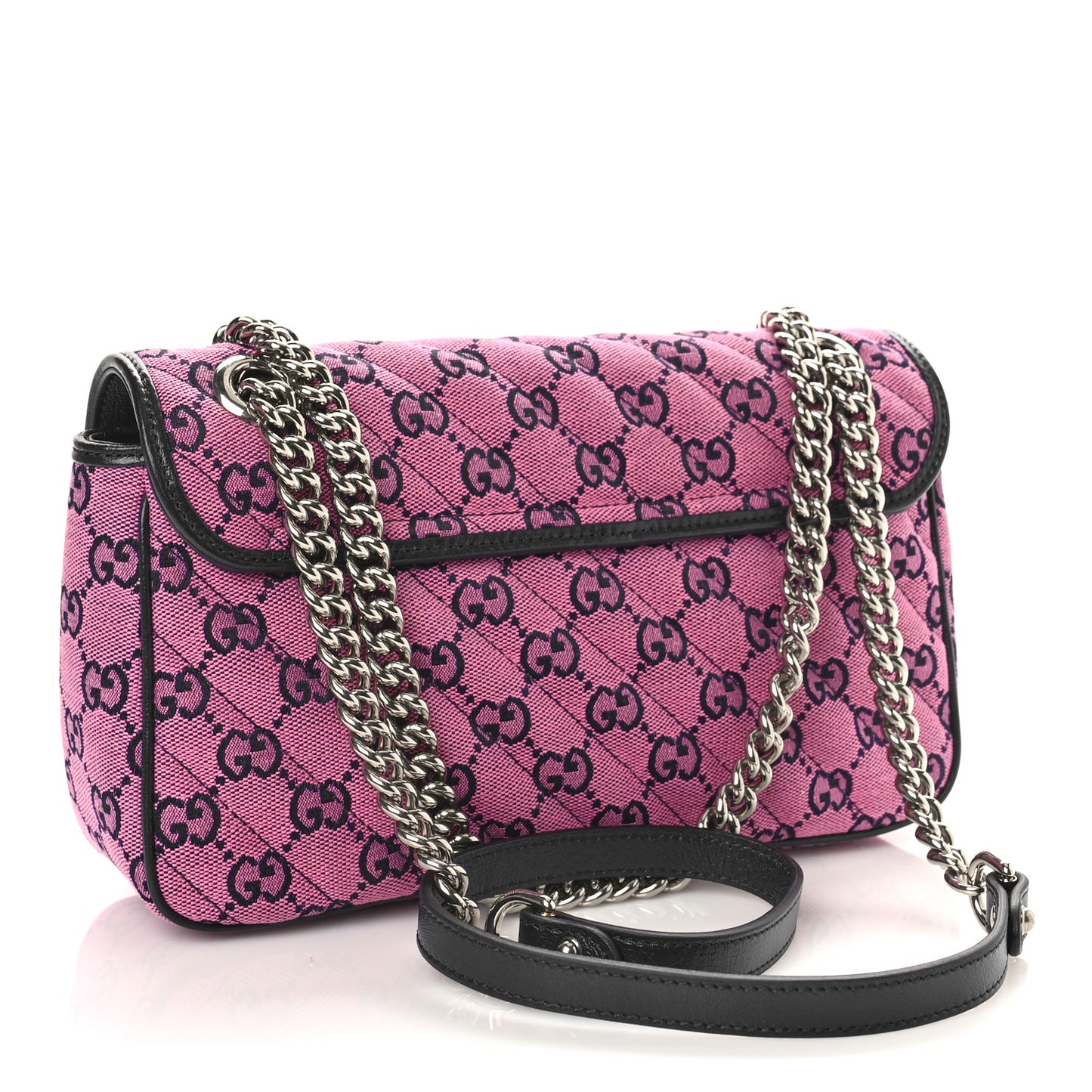 Monogram Multicolor Matelasse Diagonal Small GG Marmont Shoulder Bag Pink Blue