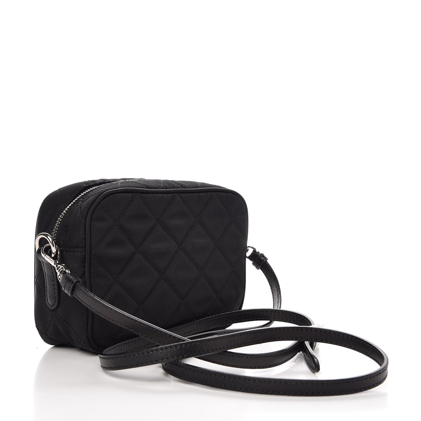 Nylon Tessuto Impuntu Quilted Crossbody Bag Black