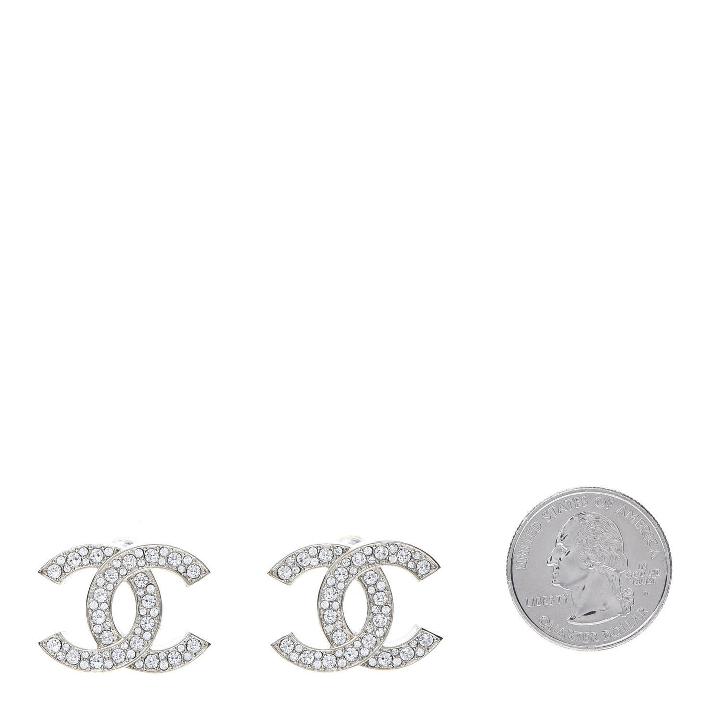 Crystal Large CC Earrings Silver