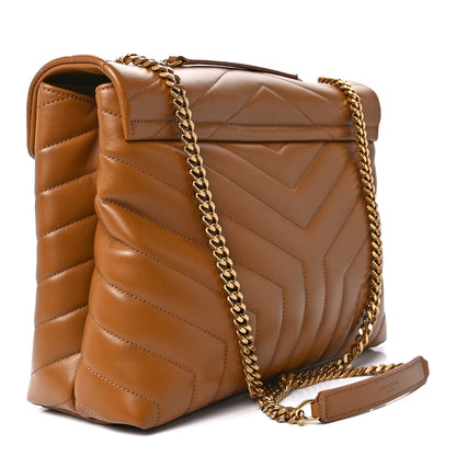 Saint Laurent Calfskin Y Quilted Monogram Medium Loulou Chain Satchel Dark Natural 3 of 13