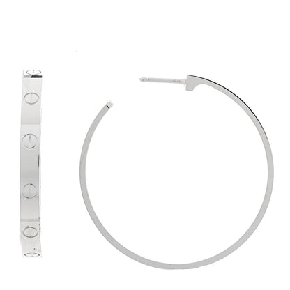 Cartier 18K White Gold Large LOVE Hoop Earrings 1 of 5