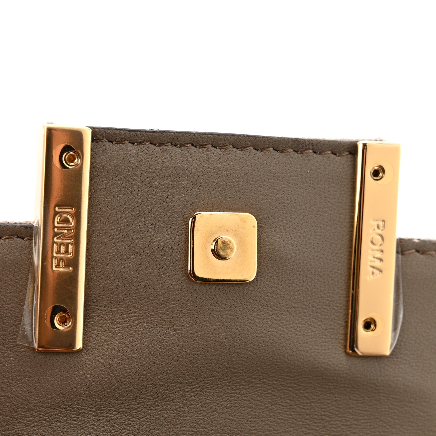 Fendi Canvas Vitello King FF Embroidered Nano Maxi Buckle Baguette Charm Tartufo Ebano 12 of 12