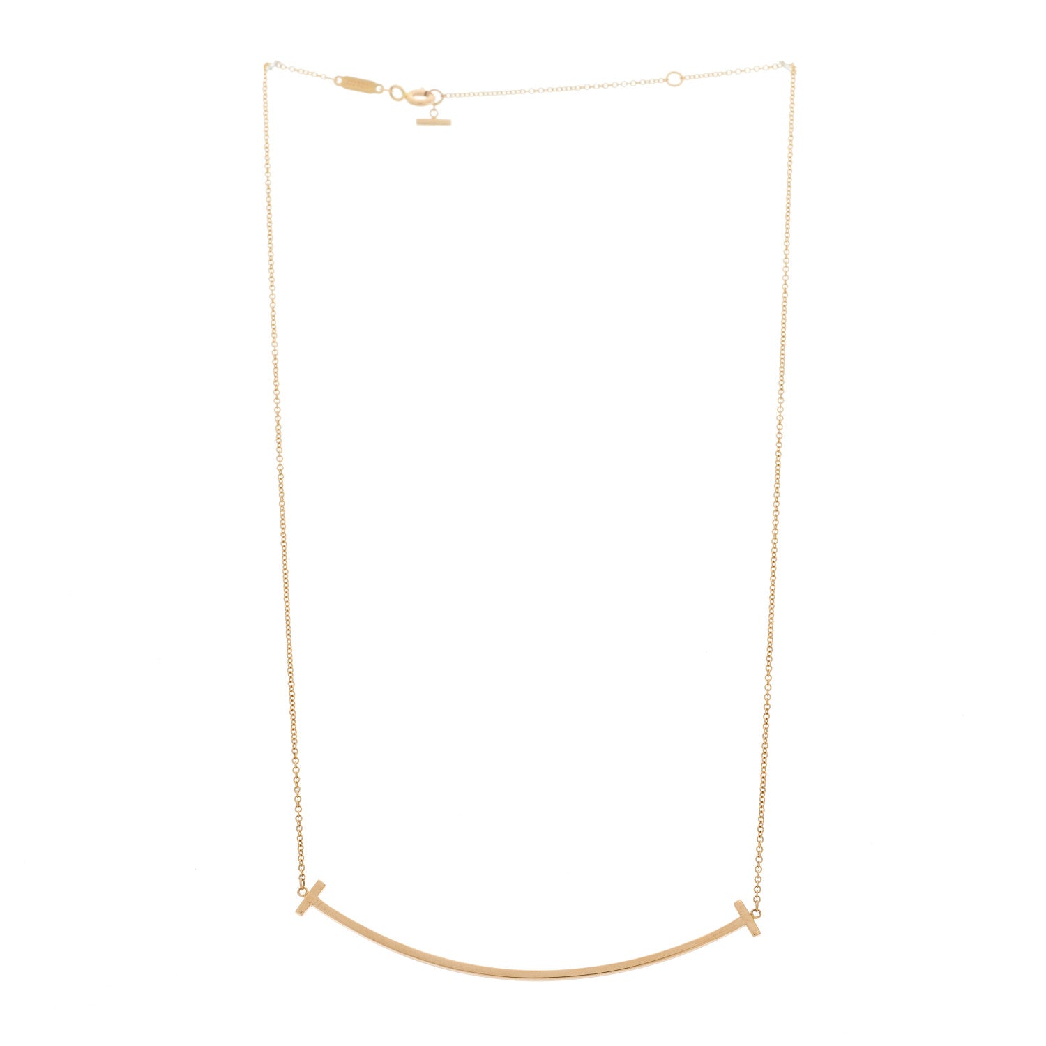 Tiffany 18K Rose Gold T Smile Pendant Necklace 3 of 6