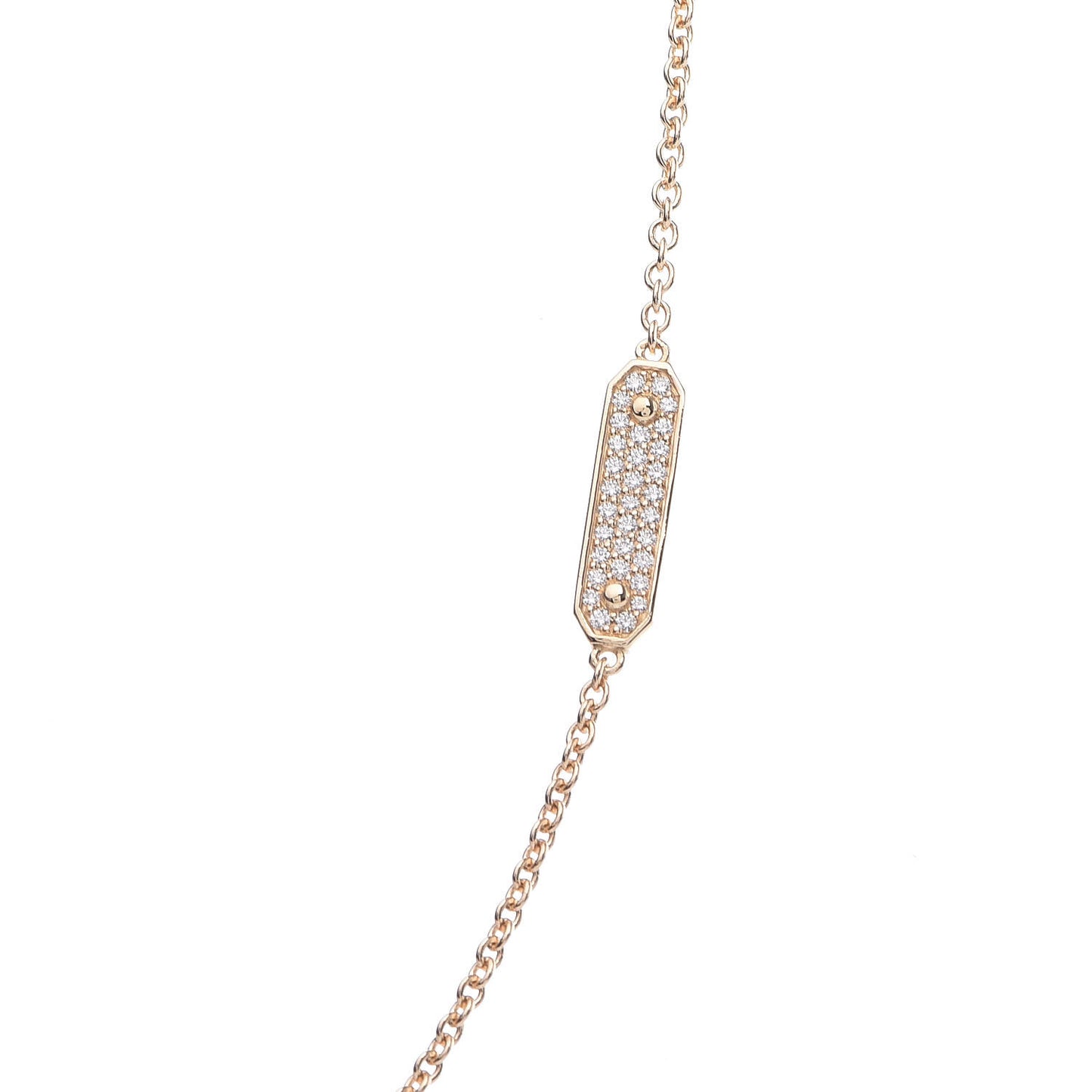 18K Yellow Gold Diamond Tag Chain Necklace