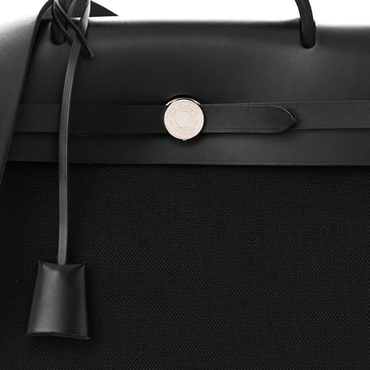 Hermes Military Toile Vache Hunter Herbag Messenger 39 Black 9 of 12
