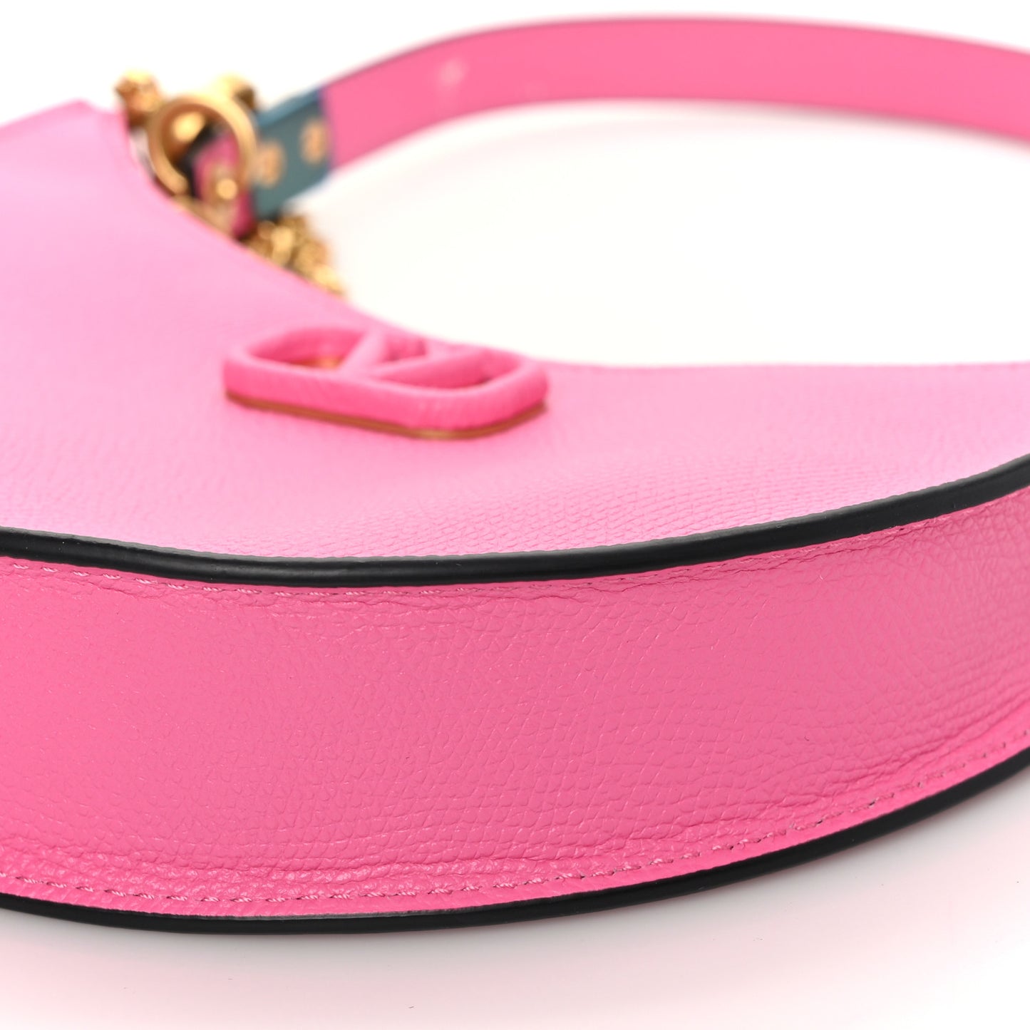 Grainy Calfskin Mini Vlogo Hobo Bag Feminine Pink