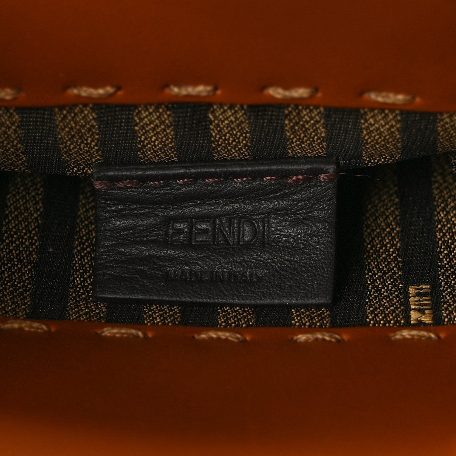 Fendi Vitello King Plexiglass Logo Embossed Mini Fendi Sunshine Shopper Tote Cuoio 6 of 12