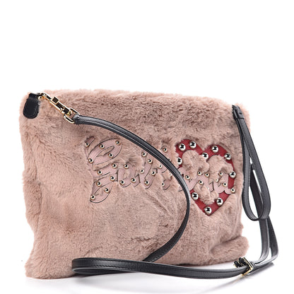 Dolce & Gabbana Faux Fur Embroidered Clutch Bag Pink 3 of 9