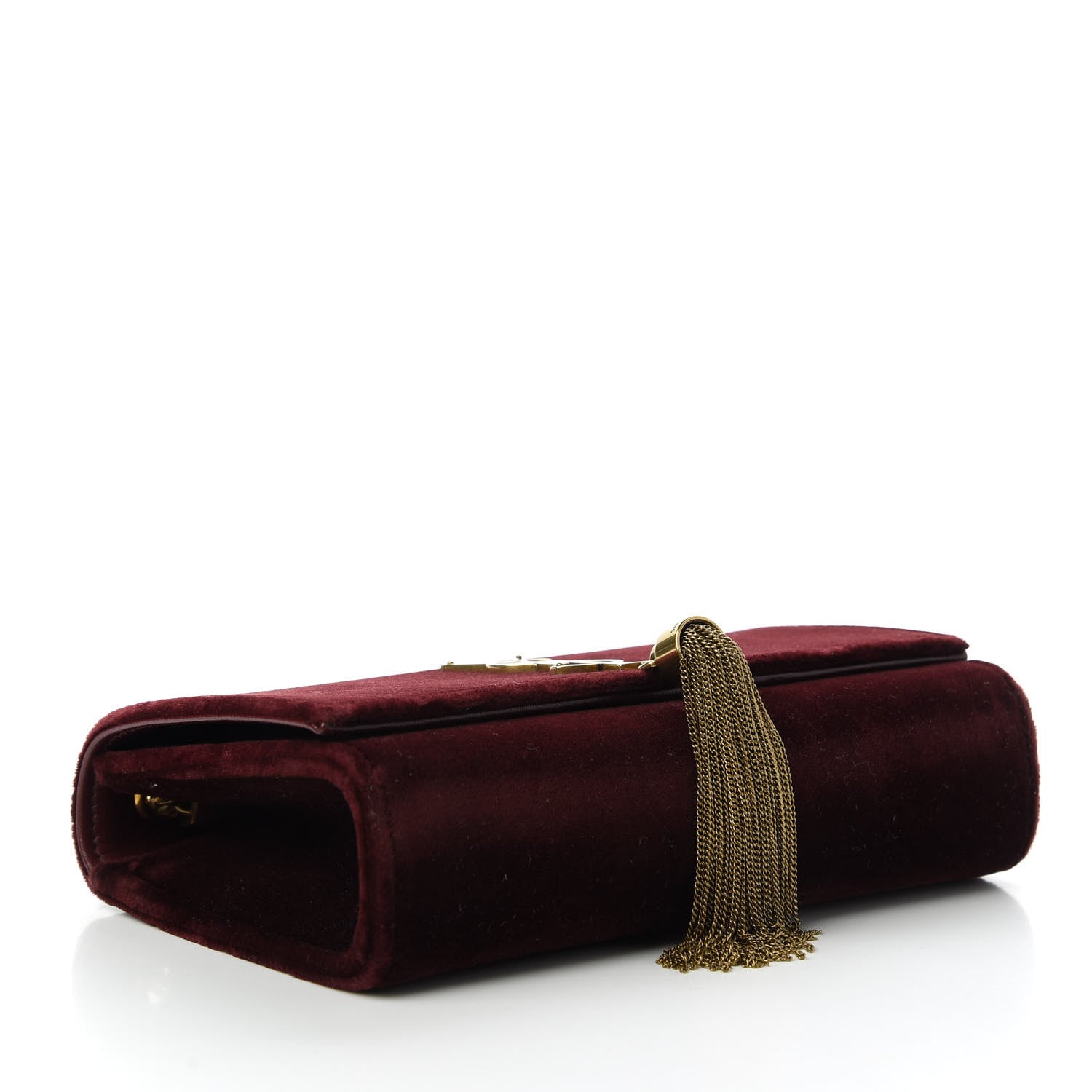 Saint Laurent Velvet Small Classic Monogram Kate Tassel Satchel Burgundy 4 of 10