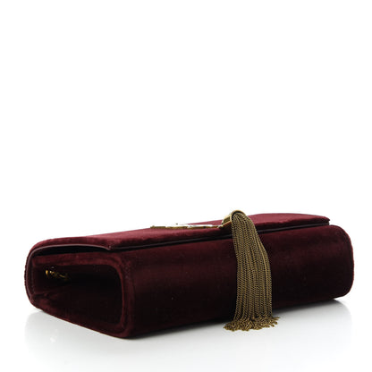Saint Laurent Velvet Small Classic Monogram Kate Tassel Satchel Burgundy 4 of 10