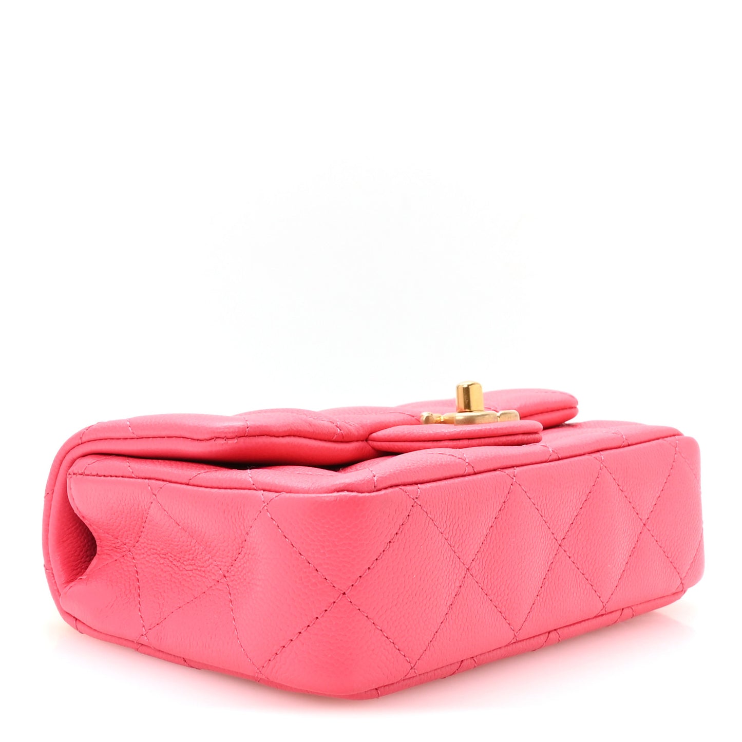 Caviar Quilted Mini Rectangular Sweetheart Flap Fuchsia