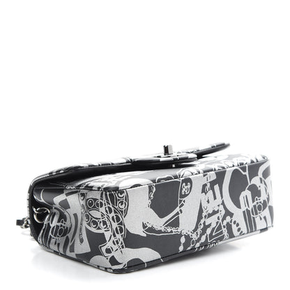 Chanel Lambskin Printed Mini Rectangular Flap Black Silver 4 of 9