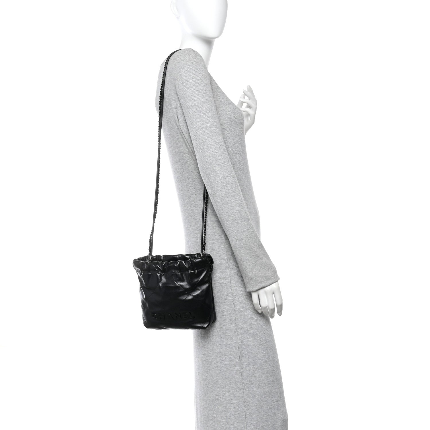 Chanel Shiny Calfskin Quilted Mini Chanel 22 So Black 2 of 10