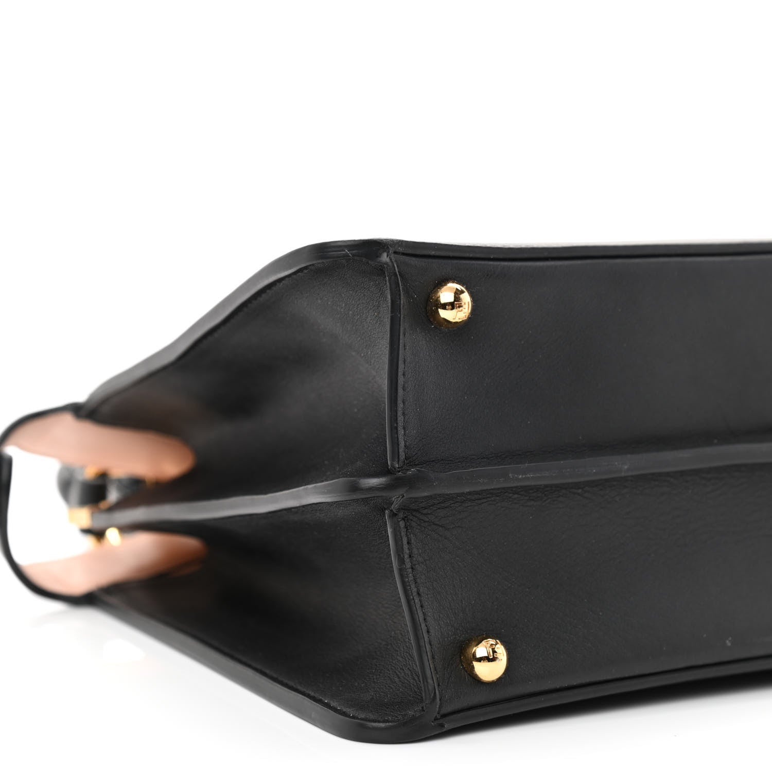 Fendi Vitello Seta Shiny Nappa Medium Peekaboo I SEE U Satchel Black Light Rose 10 of 13