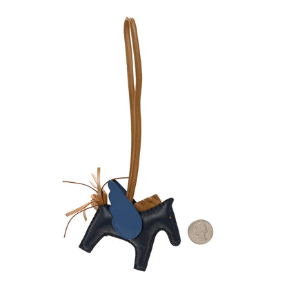 Hermes Milo Lambskin Grigri Rodeo Pegase Horse Bag Charm PM Bleu Nuit Bleu Tie Sesame 2 of 5