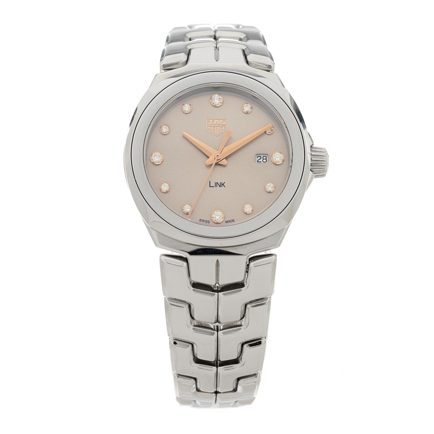 Tag Heuer Stainless Steel Diamond 32mm Link Lady Quartz Watch Champagne WBC131E 2 of 5