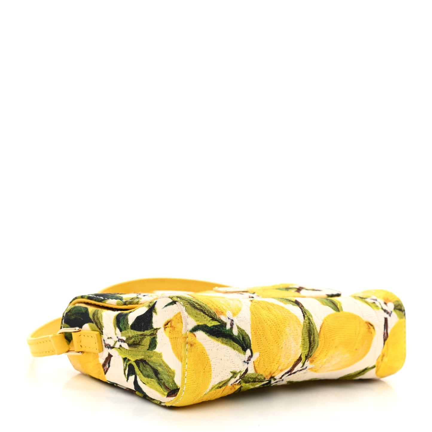Canvas Lemon Printed Shoulder Bag White Yellow